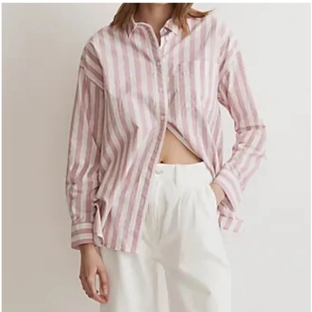 Madewell | Signature Poplin Oversized Shirt Shaded Pink Size Small